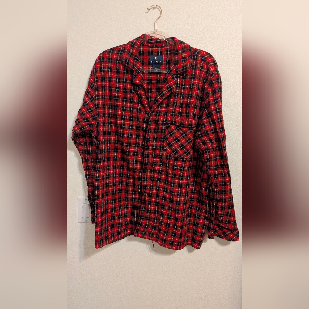 Stafford Pajamas Set Red and Black Checkered Casual Christmas Plaid